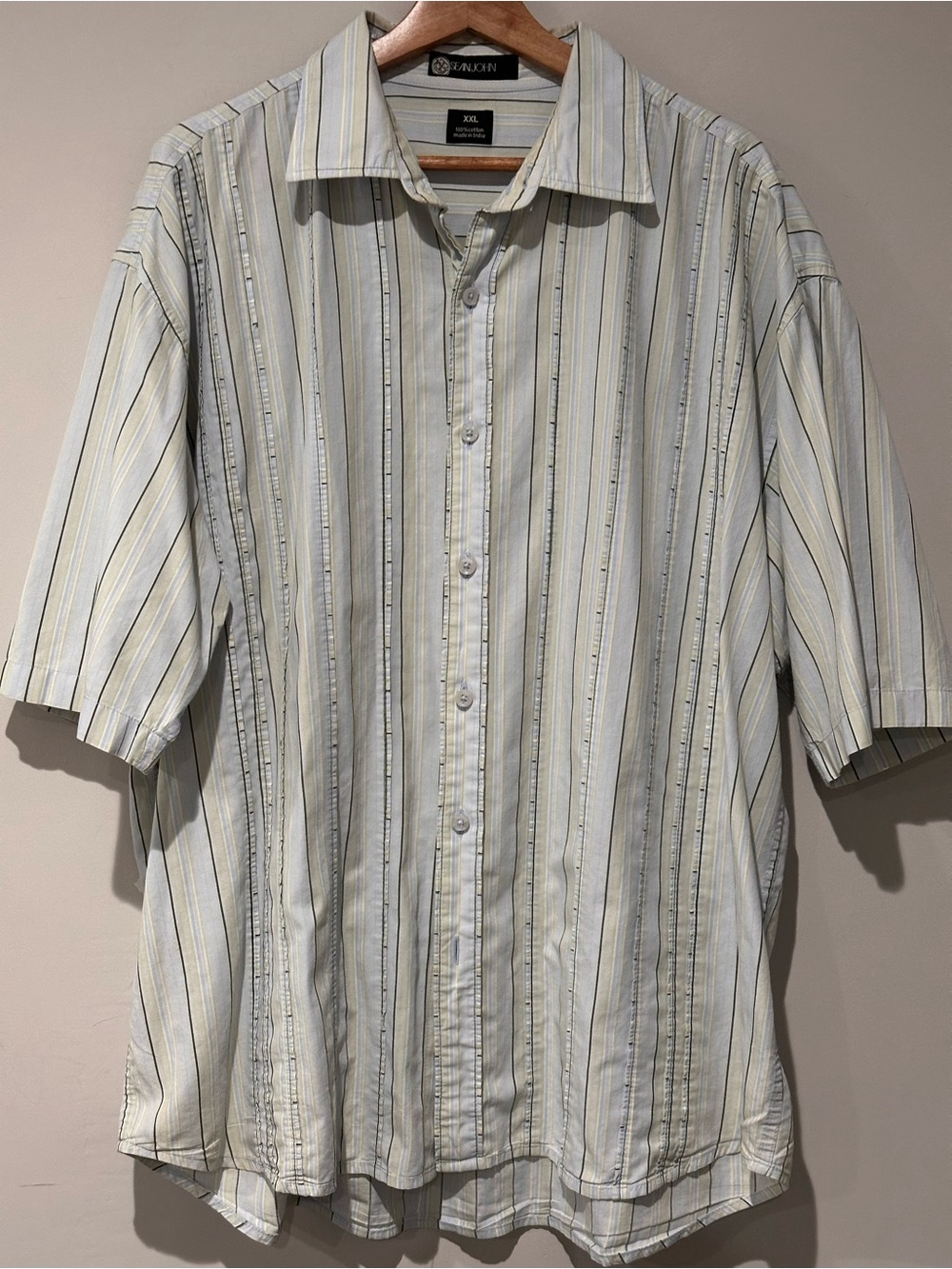 Sean John Men’s XXL Striped Short Sleeve Button Up Shirt 100% Cotton